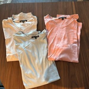 Robert Barakett V Neck Shirts (3) Large 100% Pima Cotton